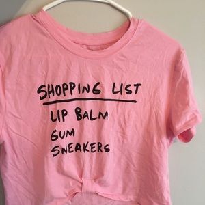 MANDEE: “shopping list” pink cropped tee